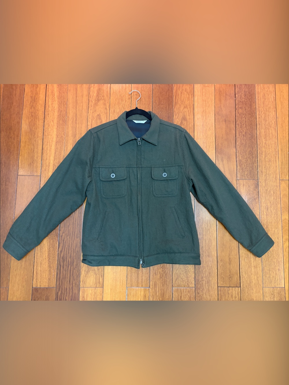 Men's Olive Green Zip-Front Jacket- 3sixteen